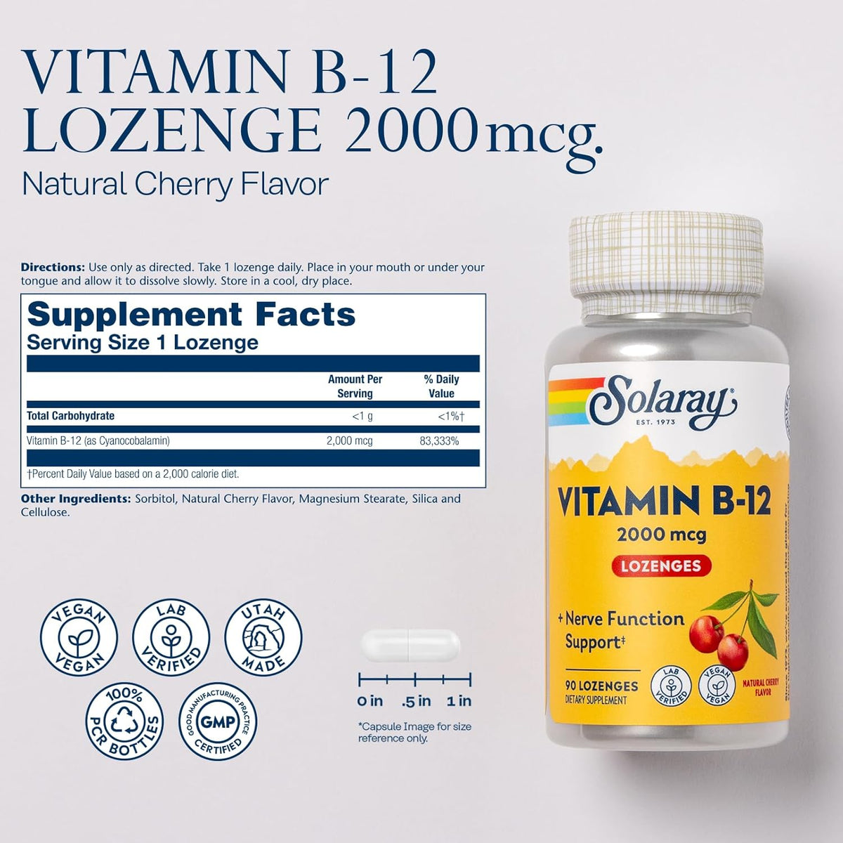 Solaray Vitamin B-12 2000 mcg | FamiliaBoost
